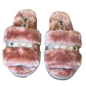 Minnetonka London Plush Slide‎ Slipper Pink Ultrasoft Womens 5